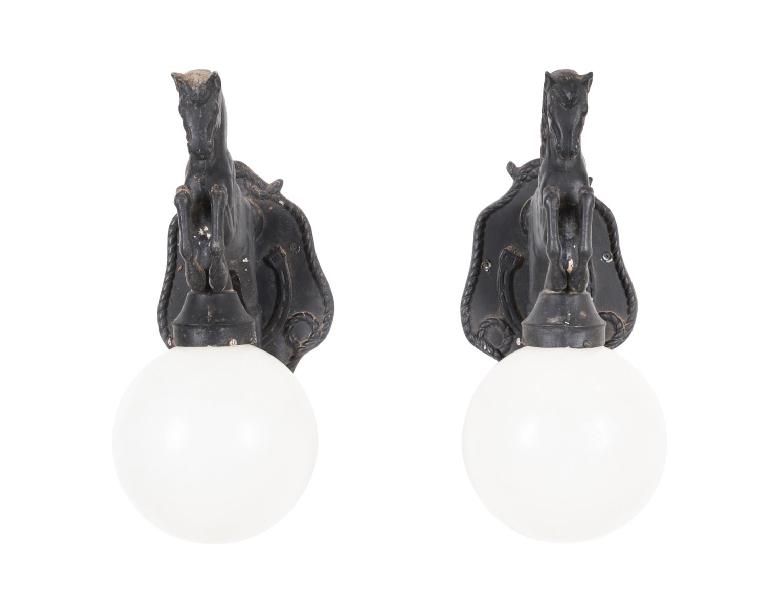 PAIR EQUESTRIAN HORSE FORM METAL