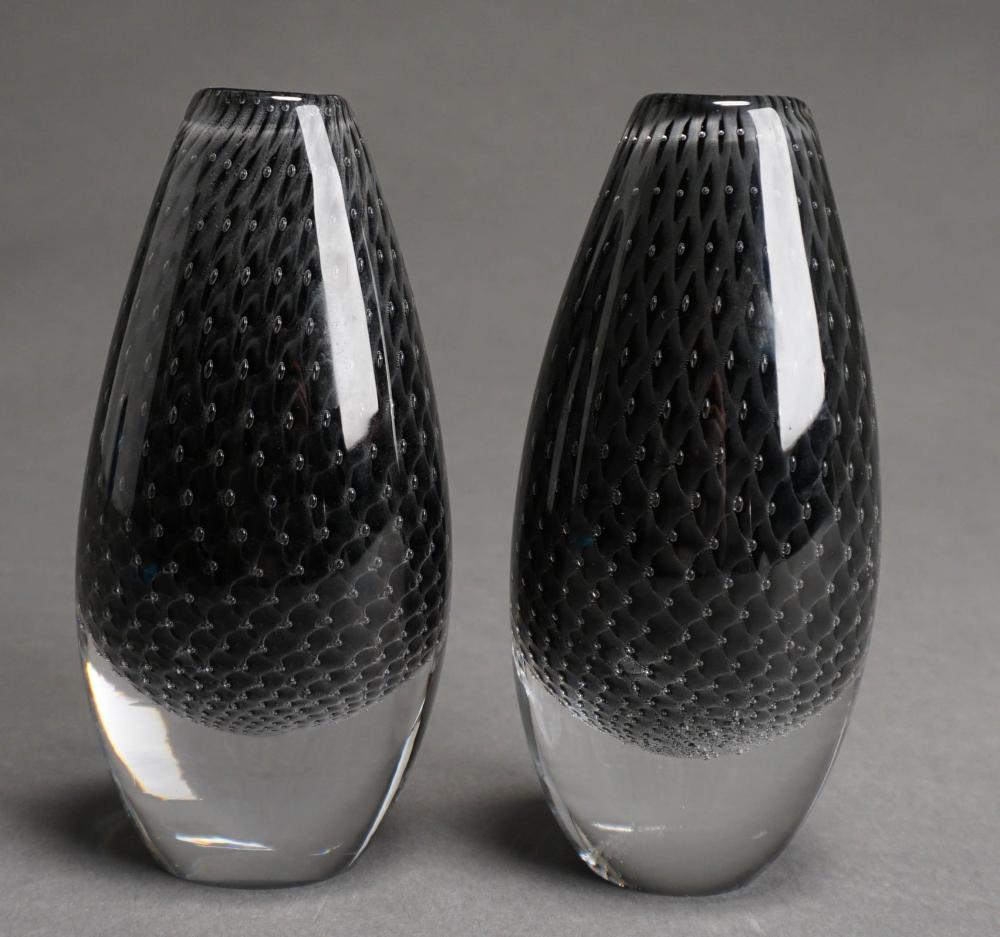 PAIR ERNEST GORDON ART GLASS VASES,