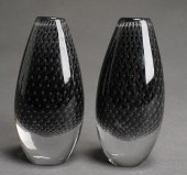 PAIR ERNEST GORDON ART GLASS V