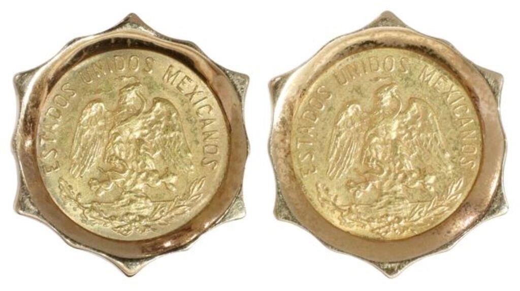 (PAIR) ESTATE 14KT & 5 PESO GOLD