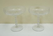 PAIR ETCHED CRYSTAL COMPOTES,
