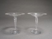 PAIR ETCHED CRYSTAL COMPOTES,