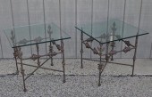 PAIR ETRUSCAN STYLE GLASS TOP