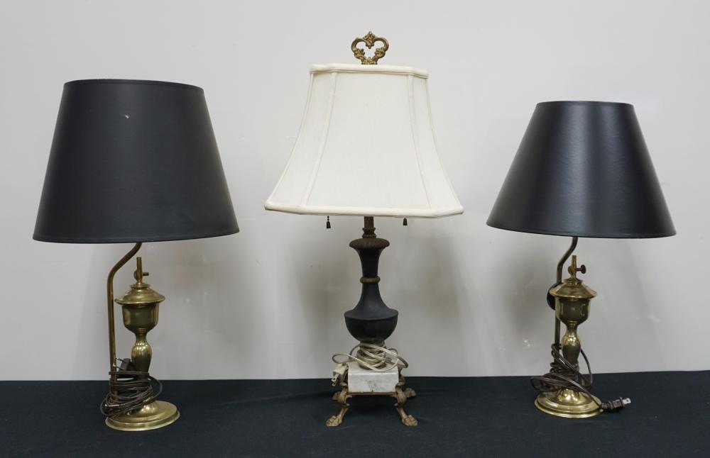 PAIR EUROPEAN BRASS ELECTRIFIED OIL