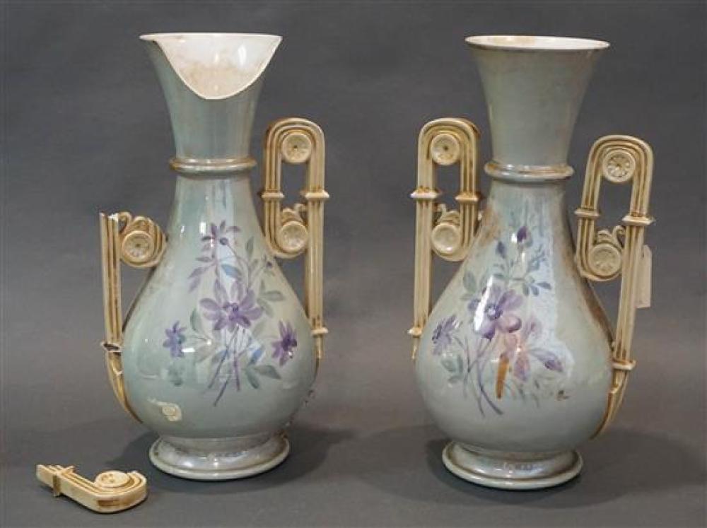 PAIR EUROPEAN FLORAL DECORATED