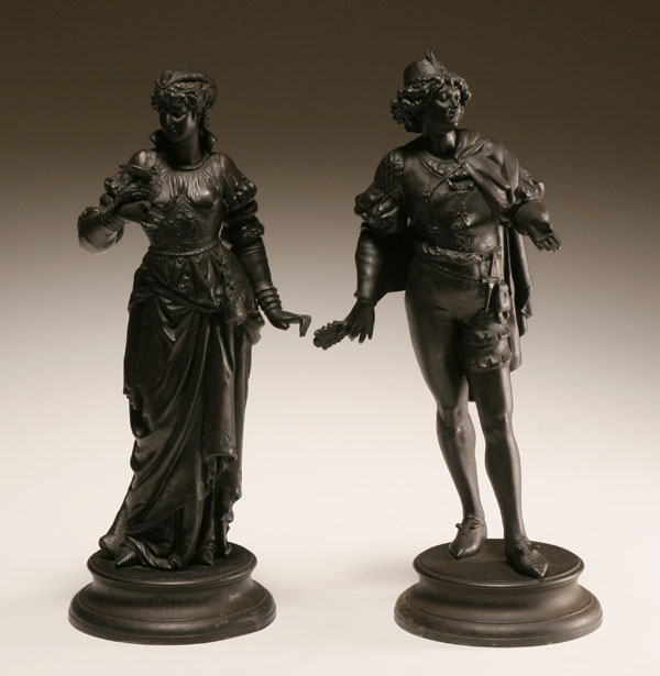 Pair European spelter sculptures of