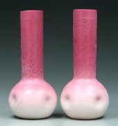 Pair exceptional peachblow vas