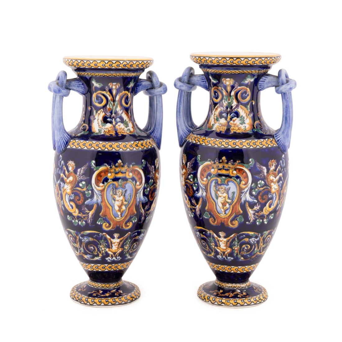 PAIR FAIENCE DE GIEN RENAISSANCE