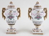 PAIR FAMILE ROSE PORCELAIN COV