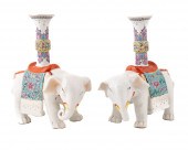 PAIR FAMILLE ROSE ELEPHANT JOS