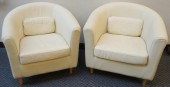 PAIR FAUX LEATHER UPHOLSTERED