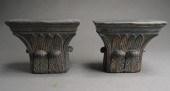 PAIR FAUX SPELTER PATINATED CO