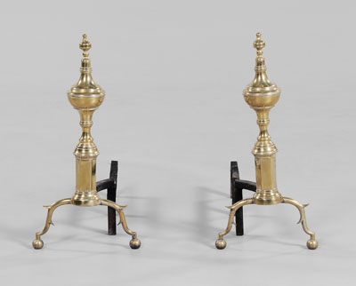 Pair Federal Brass Andirons