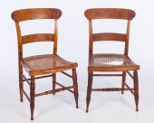PAIR FEDERAL CURLY MAPLE CANED