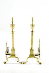 Pair Federal style brass andir