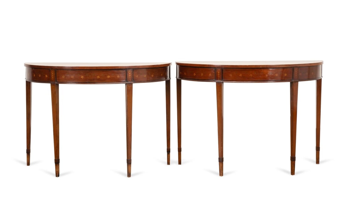 PAIR, FEDERAL STYLE INLAID DEMILUNE