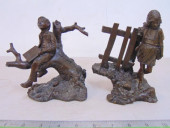 PAIR FIGURAL BRONZES BY RON CH