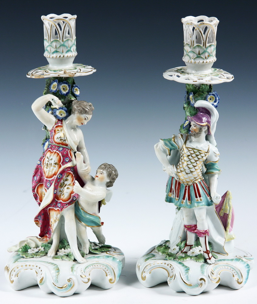 PAIR FIGURAL PORCELAIN CANDLESTICKS