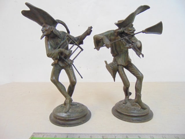 PAIR FIGURAL SPELTER CANDLE