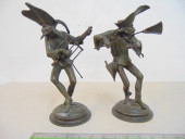PAIR FIGURAL SPELTER CANDLE HO