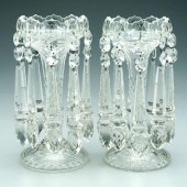 Pair fine cut glass lusters: c