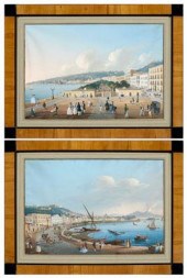 Pair fine Italian gouaches: tw