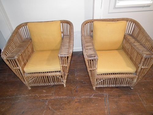 PAIR FINE RATTAN CHAIRSPair high