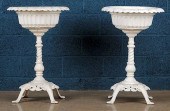 PAIR FISKE CAST IRON URNS 1870