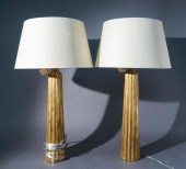 PAIR FLUTED GILT BURNISHED MET