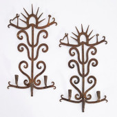 PAIR FOLK ART WROUGHT IRON &#0