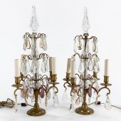PAIR, FOUR-LIGHT BRASS AND CRY