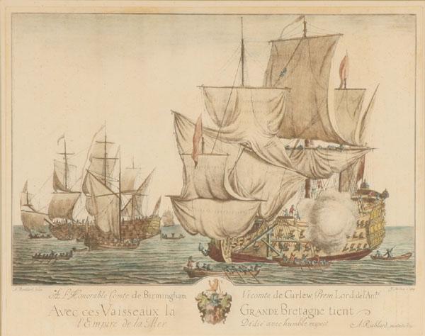 Pair framed color engravings