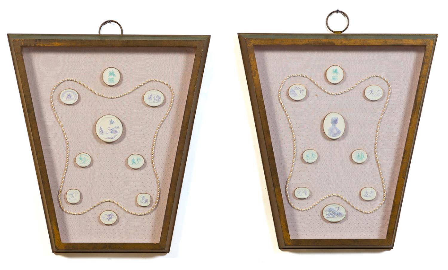 PAIR, FRAMED GRAND TOUR TYPE PASTEL