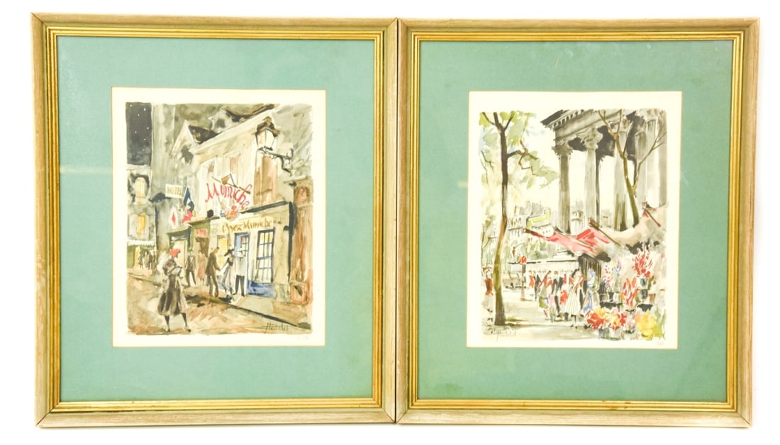 PAIR FRANZ HERBELOT FRAMED PARISIAN