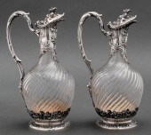 PAIR FRENCH 950 SILVER & GLASS