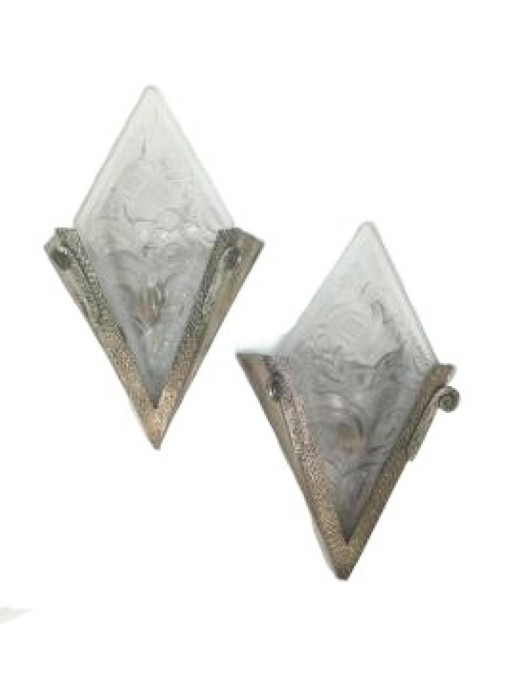 PAIR FRENCH ART DECO FROSTED ART