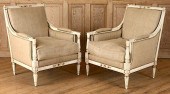 PAIR FRENCH BERGERE CHAIRS MAN
