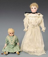 PAIR FRENCH BISQUE DOLLS, 1 PO