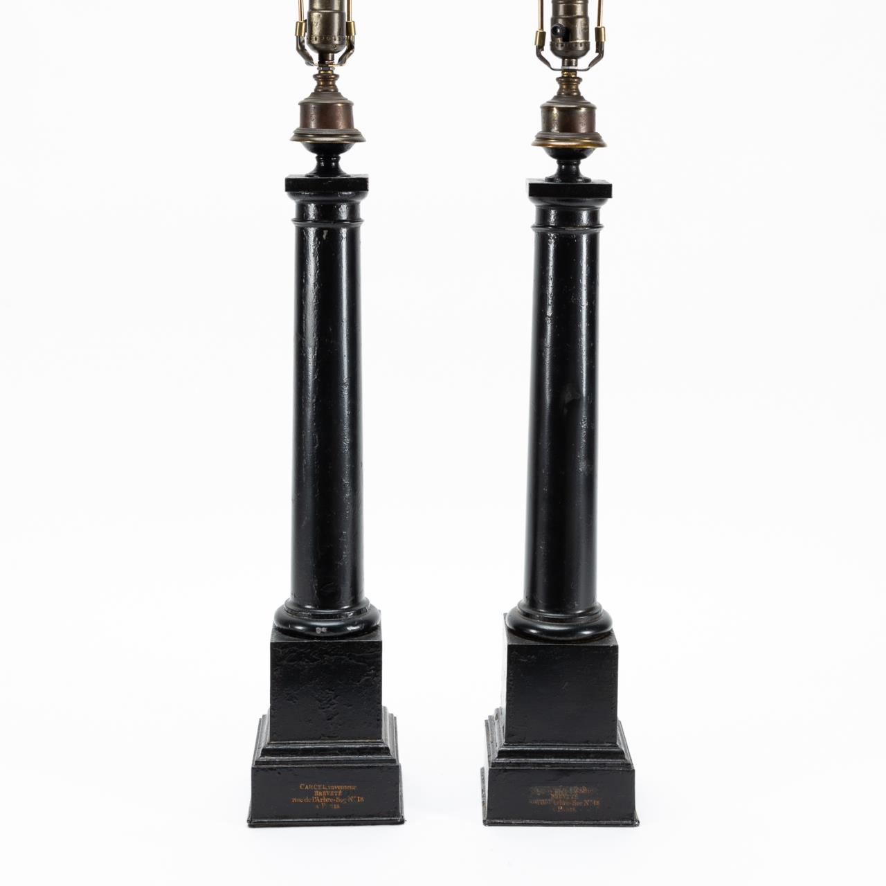 PAIR FRENCH BLACK TOLE CARCEL