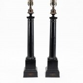 PAIR FRENCH BLACK TOLE CARCEL