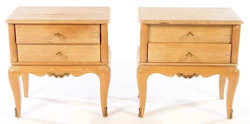 PAIR FRENCH BLONDE WOOD END