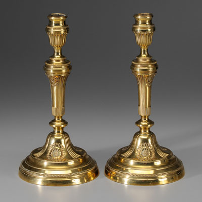 Pair French brass candl
