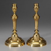 Pair French brass candl