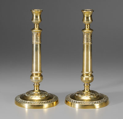 Pair French brass candl
