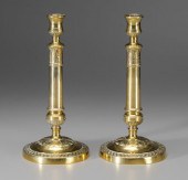 Pair French brass candl