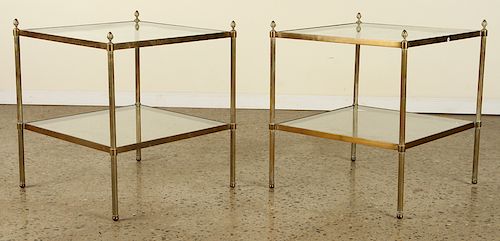 PAIR FRENCH BRONZE 2 TIERED GLASS