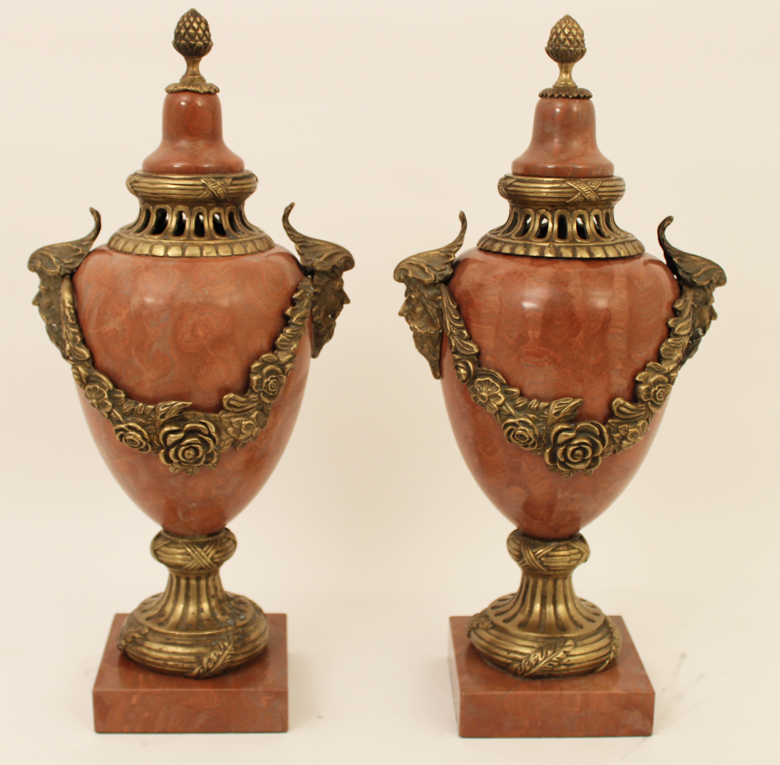 PAIR FRENCH BRONZE AND MARBLE