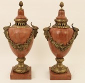 PAIR FRENCH BRONZE AND MARBLE