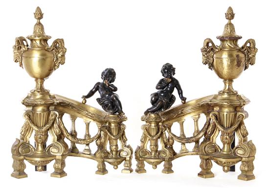 Pair French bronze figural