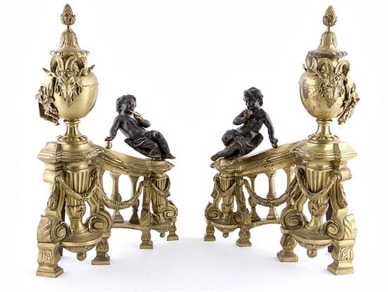 Pair French bronze figural